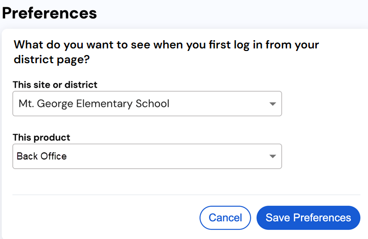 Site Preference Set profile preferences