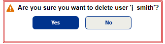 Confirmation message to delete a user.